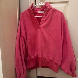 Women's Pink Button-Up Sweatshirt